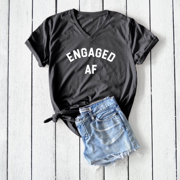 Tops - Charcoal V-neck Shirt Engaged AF • New, made to order